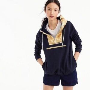 J. Crew Blue Gold Metallic Anorak Hoodie Size S
